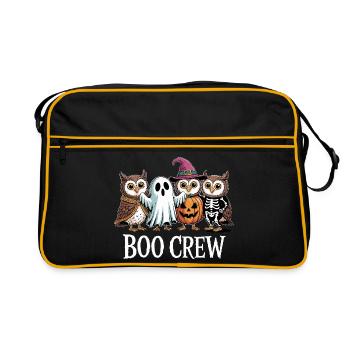 Boo Crew Owls Ghost Pumpkin Witch Skeleton Halloween - Retro Bag - black/gold - Front