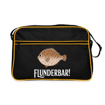 Flunderbar Lustiger Plattfisch Humor - Retro Tasche - Schwarz/Gold - Vorne