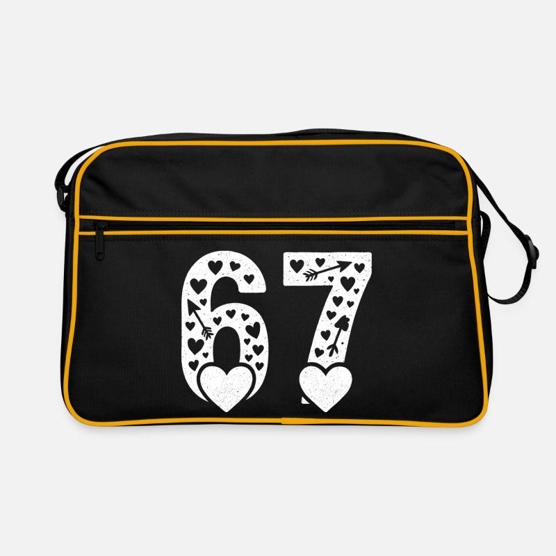 Valentinstag 6-7 Spaß 67 Nummer Valentinstag Sechs - Retro Tasche - Schwarz/Gold