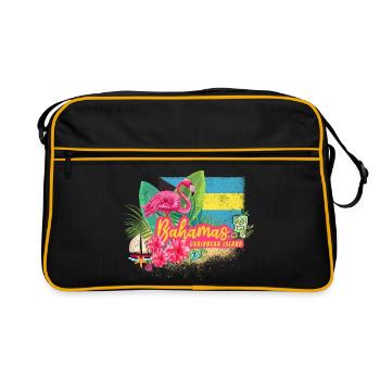 Bahamas Retro Caribbean Island with Flamingo Souvenir - Retro Bag - black/gold - Front