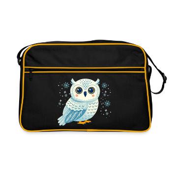 Hibou des hivers dans les flocons de neige - Sac Retro - noir/or - Devant