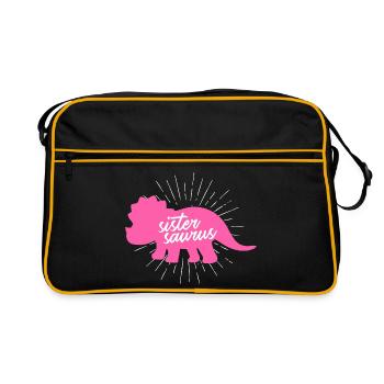 Sistersaurus Drôle de Sœur Dinosaure Tricératops - Sac Retro - noir/or - Devant