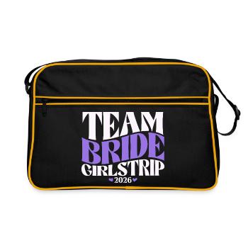 Team Bride Junggesellinnenabschied JGA 2026 - Retro Tasche - Schwarz/Gold - Vorne