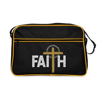 Faith Cross Crown Christian Grunge Style Design - Sac Retro - noir/or - Devant