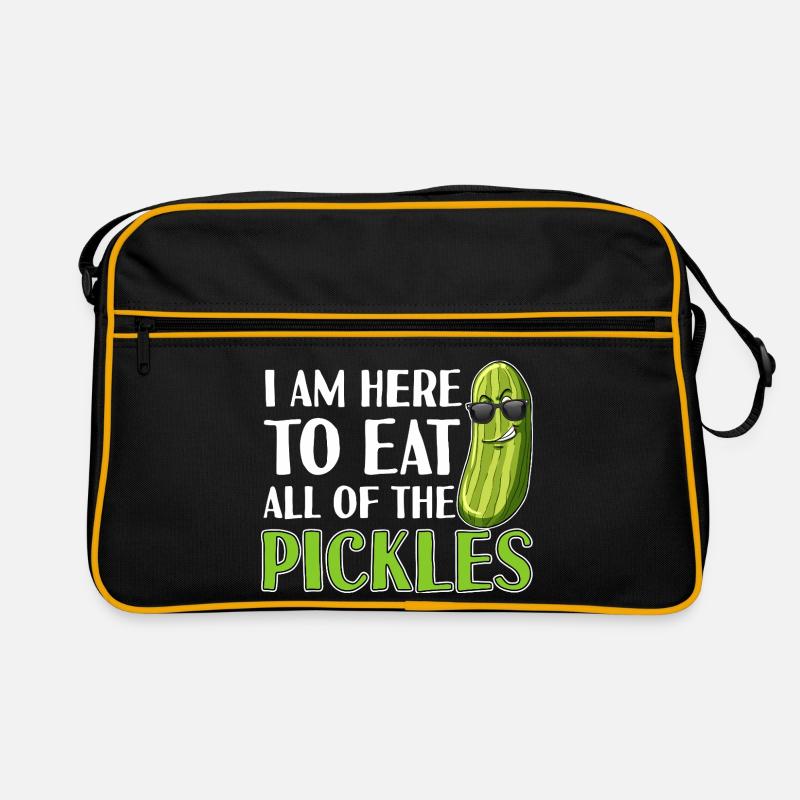 Ich bin hier, um alle Gurken zu essen Retro Tasche