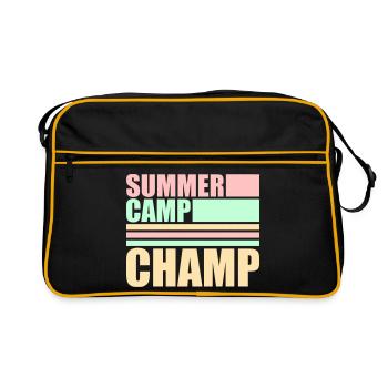Summer Camp Champ Lustig Kinder Outdoor Abenteuer - Retro Tasche - Schwarz/Gold - Vorne