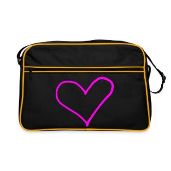 Pink Heart Gift Idea Pink Love in Love - Retro Bag - black/gold - Front