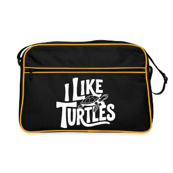 Ich mag Turtles - Retro Tasche - Schwarz/Gold - Vorne