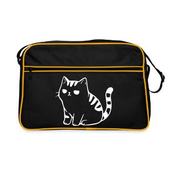Lustige Katze Minimalistisches Katzen Geschenk  - Retro Tasche - Schwarz/Gold - Vorne