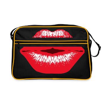 lèvres rouge à lèvres Embrasser déclaration sexy Fun - Sac Retro - noir/or - Devant