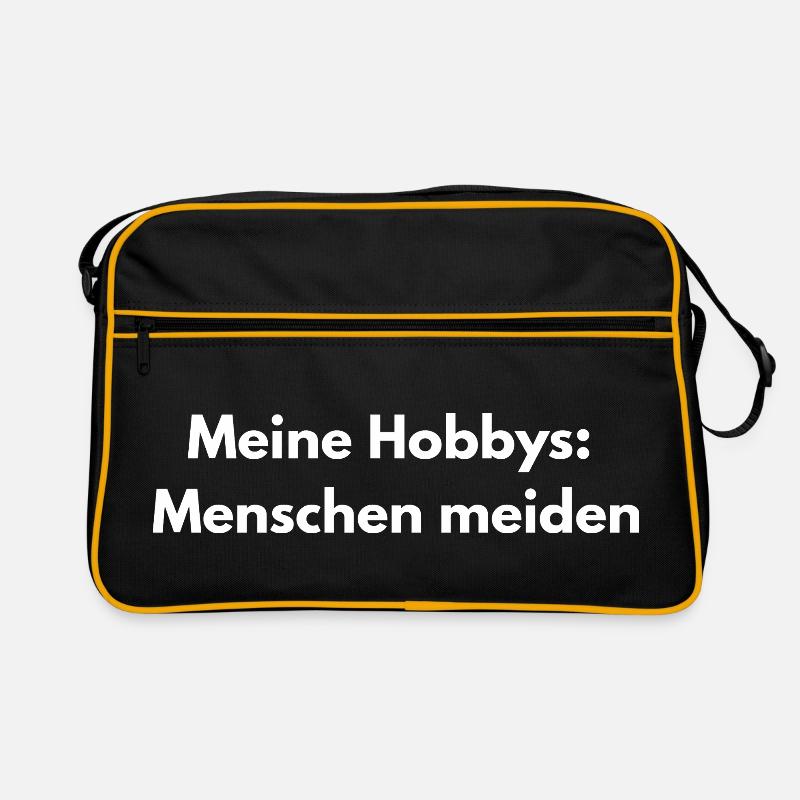 Menschen meiden – Sarkastischer Spruch - Retro Tasche - Schwarz/Gold
