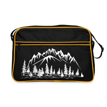 Paysage de montagne avec des conifères - Sac Retro - noir/or - Devant