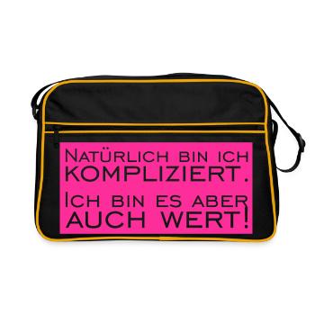 Bien sûr que je suis compliqué - Sac Retro - noir/or - Devant