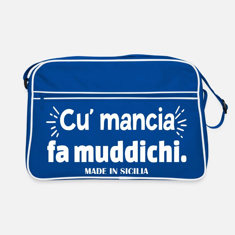Sicily Sicilian proverb cu mancia fa muddichi Retro Bag