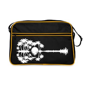 Tropical Sunset Silhouette Design - Retro Bag - black/gold - Front