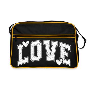 LOVE – Vintage Typography Heart Design - Sac Retro - noir/or - Devant