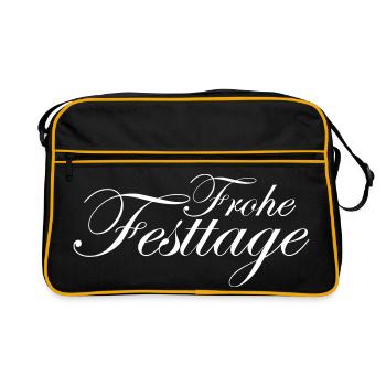 Frohe Festtage - Retro Tasche - Schwarz/Gold - Vorne