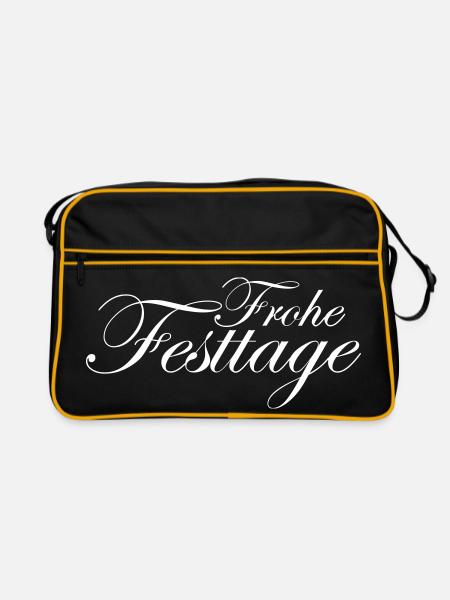 Frohe Festtage - Retro Tasche - Schwarz/Gold
