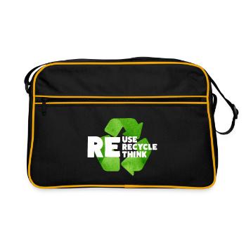 Réutiliser Recycler Repenser Durabilité Environnement Climat - Sac Retro - noir/or - Devant