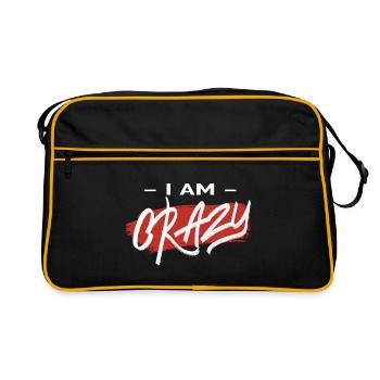 I AM CRAZY - Retro Bag - black/gold - Front
