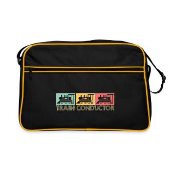 Train Conductor- Lokomotive - Lokführer geschenke - Retro Tasche - Schwarz/Gold - Vorne