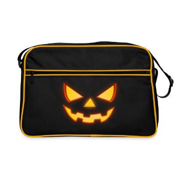 Effrayant Halloween Horror visage de citrouille - Sac Retro - noir/or - Devant