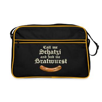 Grill T Shirt Design Bratwurst - Retro Tasche - Schwarz/Gold - Vorne