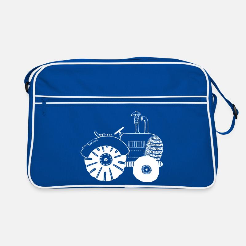 Weißer Traktor - Trecker - Traktoren - Comic Retro Tasche