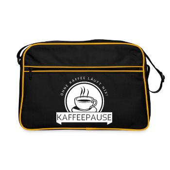 Kaffeepause - weiß - Retro Tasche - Schwarz/Gold - Vorne