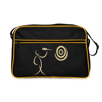 Joueur de fléchettes minimaliste avec fléchette et fléchette - Sac Retro - noir/or - Devant