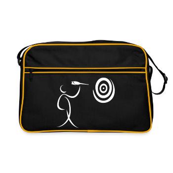 Joueur de fléchettes minimaliste avec fléchette et fléchette - Sac Retro - noir/or - Devant