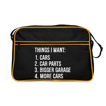 things I want cars car parts bigger garage cars - Retro Bag - black/gold - Front