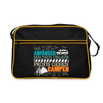 Camper Camping Caravan Saying - Retro Bag - black/gold - Front