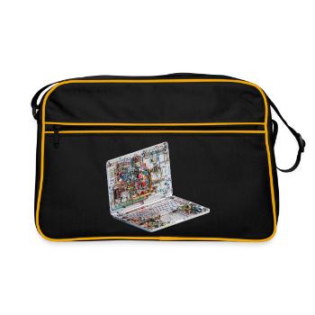 Transparent CAD circuit art on laptops - Retro Bag - black/gold - Front