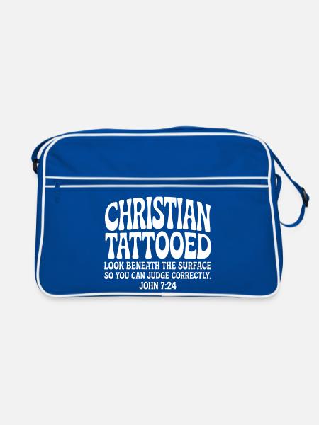 Un look tatoué chrétien sous la surface - Sac Retro - bleu/blanc - Devant