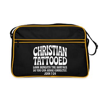 Christlich tätowierter Blick unter die Oberfläche - Retro Tasche - Schwarz/Gold - Vorne