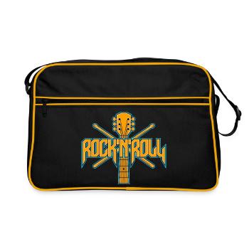 RockNRoll Guitar and Drumsticks Emblem - Retro Bag - black/gold - Front