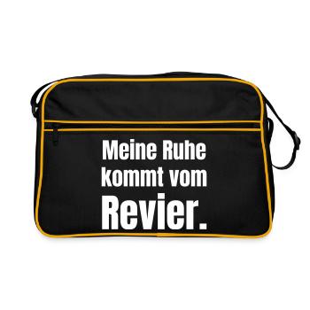 Meine Ruhe kommt vom Revier - Retro Tasche - Schwarz/Gold - Vorne