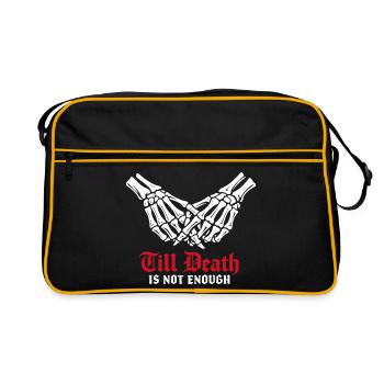 Jusqu’à ce que la mort ne suffise plus | Squelette | Amour éternel - Sac Retro - noir/or - Devant