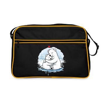 Cuddling polar bears in winter – a loving motif - Retro Bag - black/gold - Front