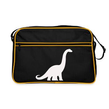 Silhouette de dinosaure à long cou - Sac Retro - noir/or - Devant
