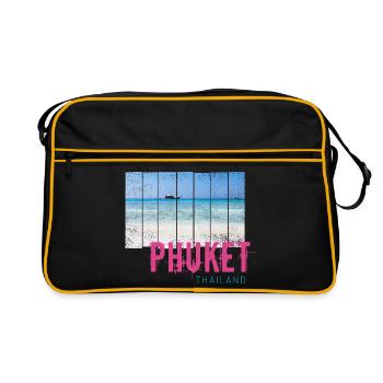 Phuket en Thaïlande Souvenir vintage de vacances à la plage - Sac Retro - noir/or - Devant