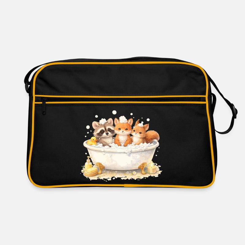 Illustration de la baignée d’animaux de la forêt mignons Sac Retro