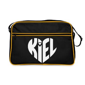 Kiel Herz Typografie - Retro Tasche - Schwarz/Gold - Vorne