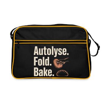 Autolyse Fold Bake Bread Art - Retro Bag - black/gold - Front