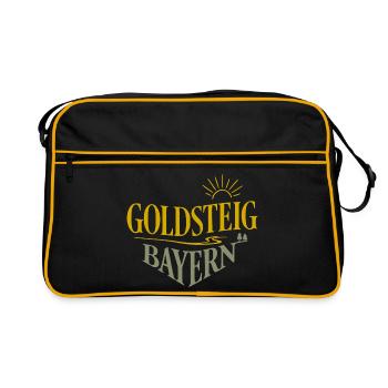 Goldsteig Bayern Wanderpfad - Retro Tasche - Schwarz/Gold - Vorne