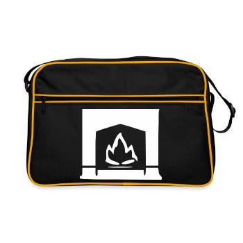 Fireplace Flame White Gift - Retro Bag - black/gold - Front