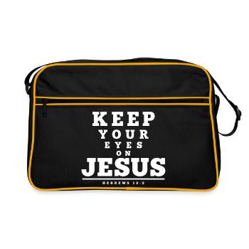 Jesus Glaube Christlicher Spruch - Retro Tasche - Schwarz/Gold - Vorne