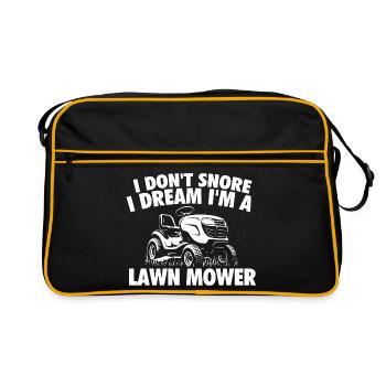Ich schnarche nicht, ich träume, ich bin ein Rasenmäher – mähe - Retro Tasche - Schwarz/Gold - Vorne