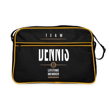 02 dennis T-Shirt c - Retro Tasche - Schwarz/Gold - Vorne